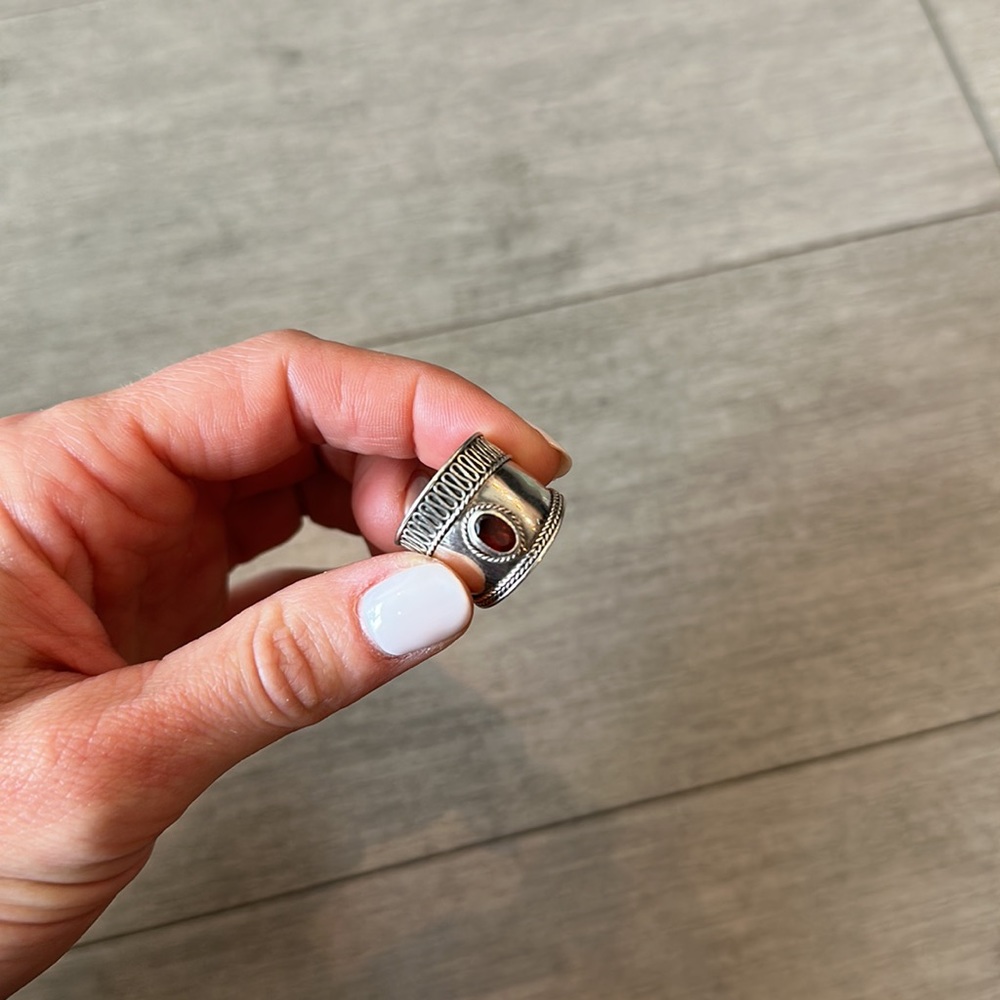 Sterling Silver Ring With Ruby In Center - image 3